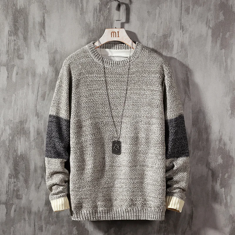 2020 New Sweater Men Long Sleeves Autumn Winter Pullover Knitted O-Neck Plus Asian Size 5XL