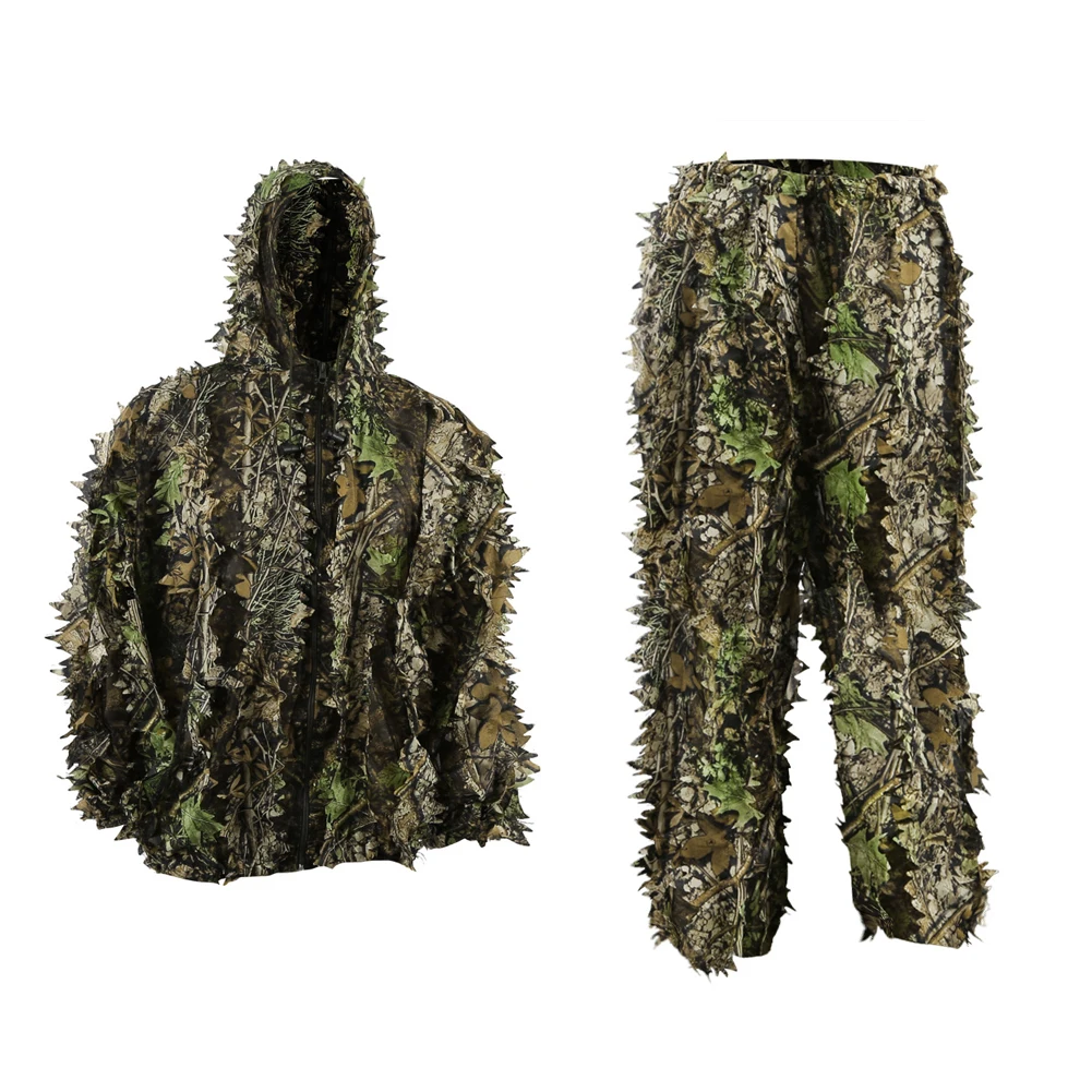 

Kids Adults Outdoor Ghillie Suits Maple Leafy Bionic Hunting Clothes Airsoft Camouflage Jungle Suit Gillies Pants Hooded Jacket