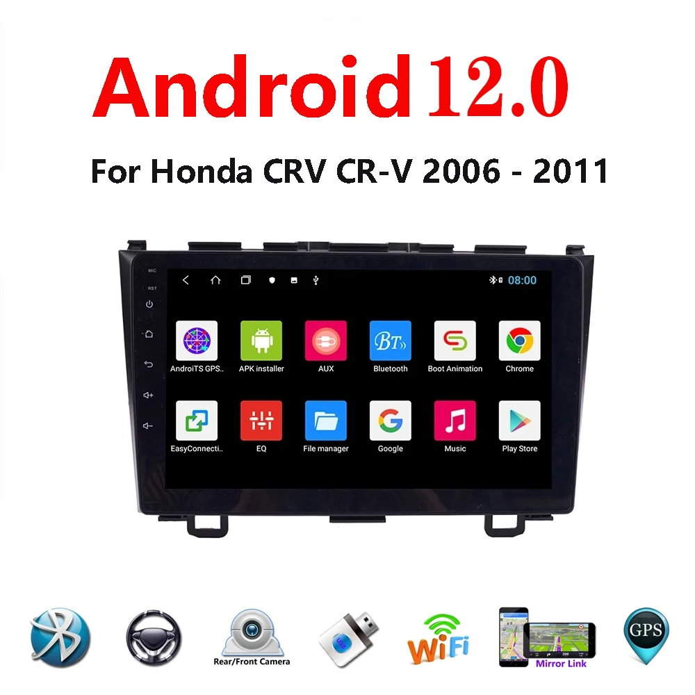 

Quad Core Android 12.0 Car DVD GPS Navigation Car Stereo for Honda CRV 2006-2011 Radio Headunit Wifi BT DVR SWC USB Car Audio