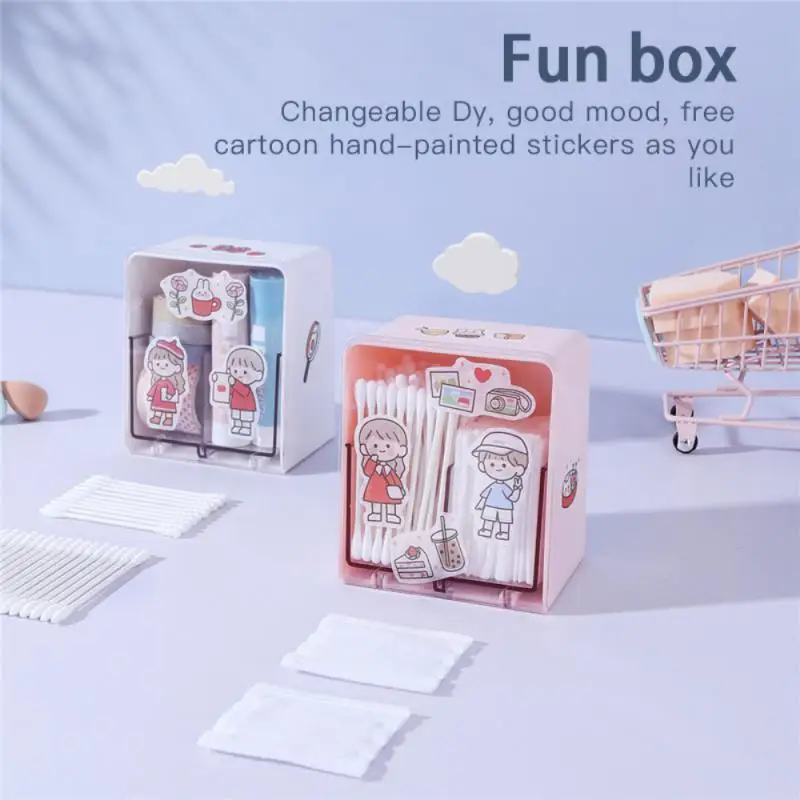 

Коробка для хранения ватных тампонов с двойной сеткой, коробка для хранения для отделки помады в общежитии, пластиковая прозрачная настольная коробка для хранения