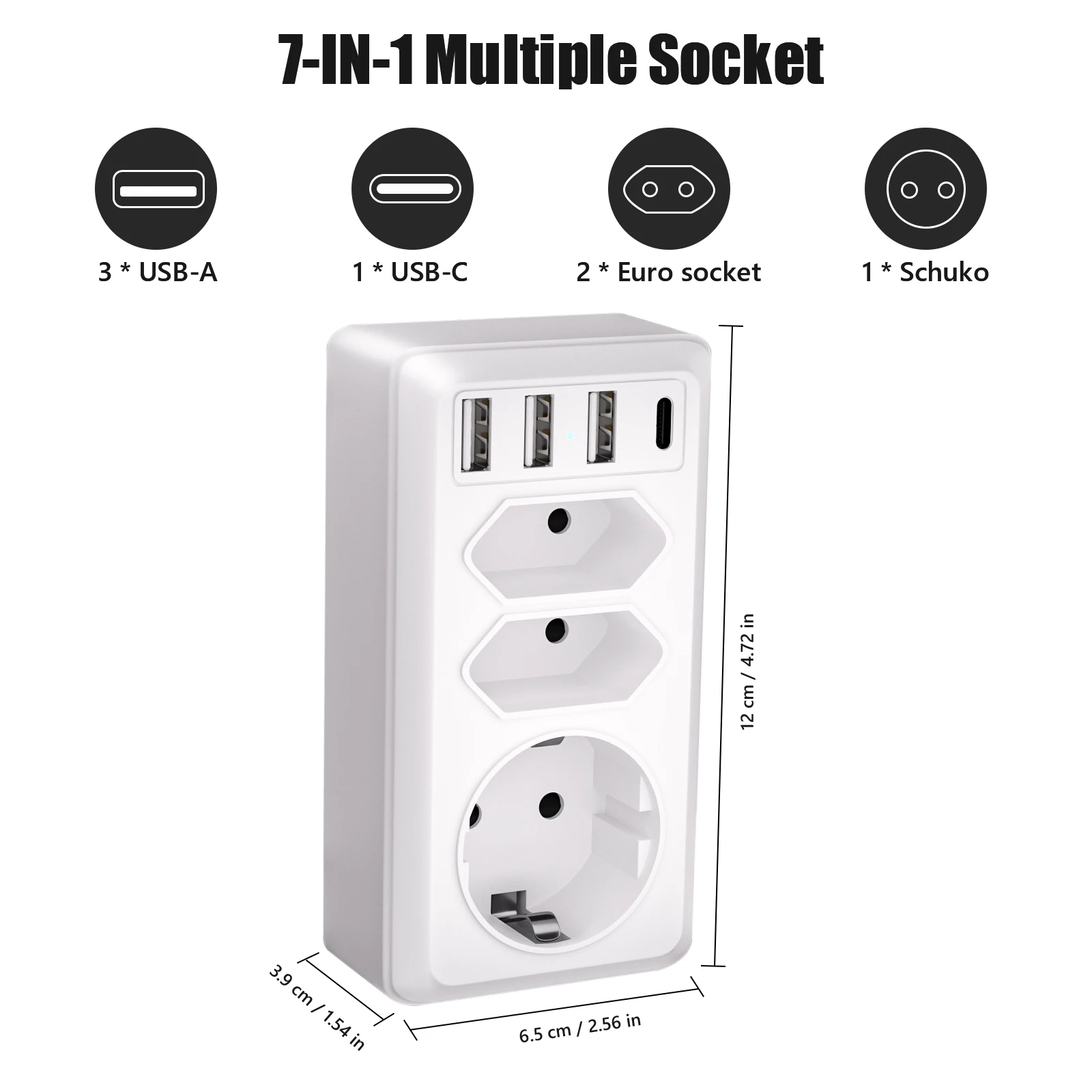 Удлинитель настенный с 3 USB-портами 240 в 16 А