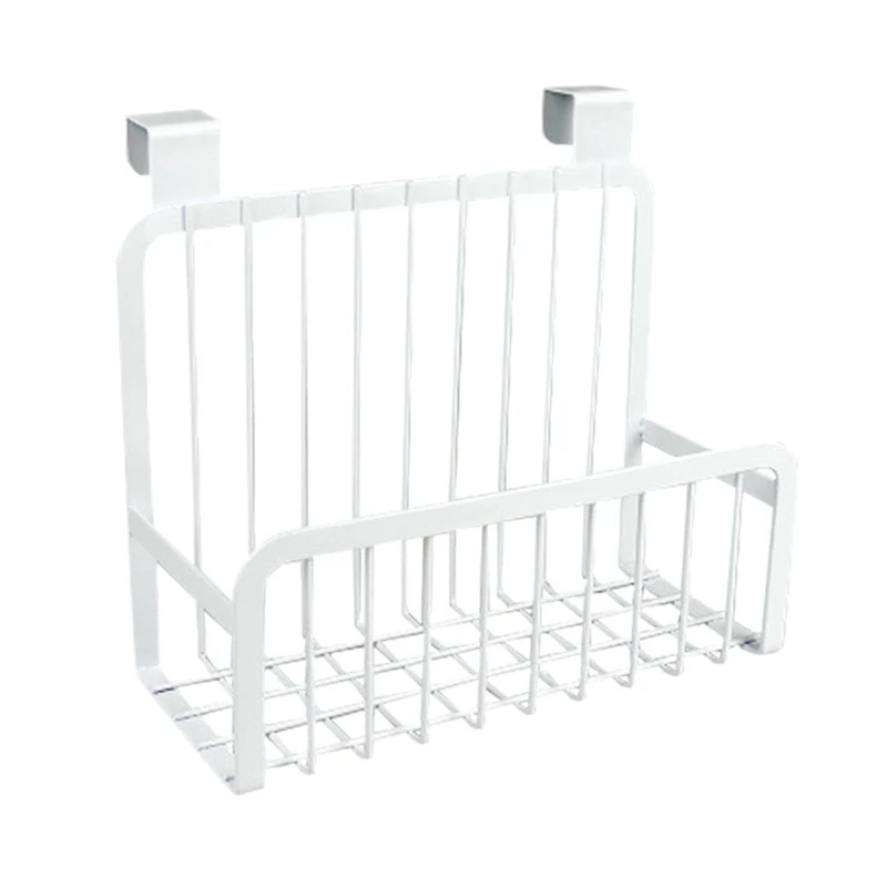

1PC over the Cabinet Storage Basket Nail-Free Iron Kitchen Hanging Basket Door Cabinet Storage Rack Holder-White