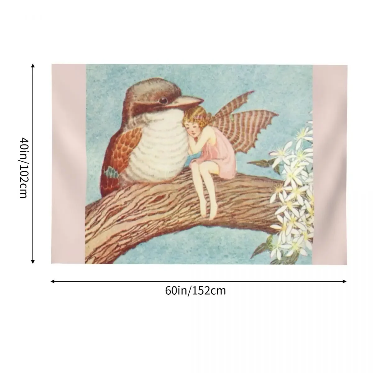 Ida Rentoul Outhwaite винтажная фея Cuddled Up Against Baby Kookaburra иллюстрация гобелен настенный