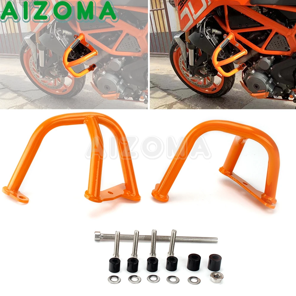 For 250 2017-2019 390 2013-19 Motorcycle Stainless steel Engine Bumper Guard Crash Bars Frame Protector Guard Orange/Black/White