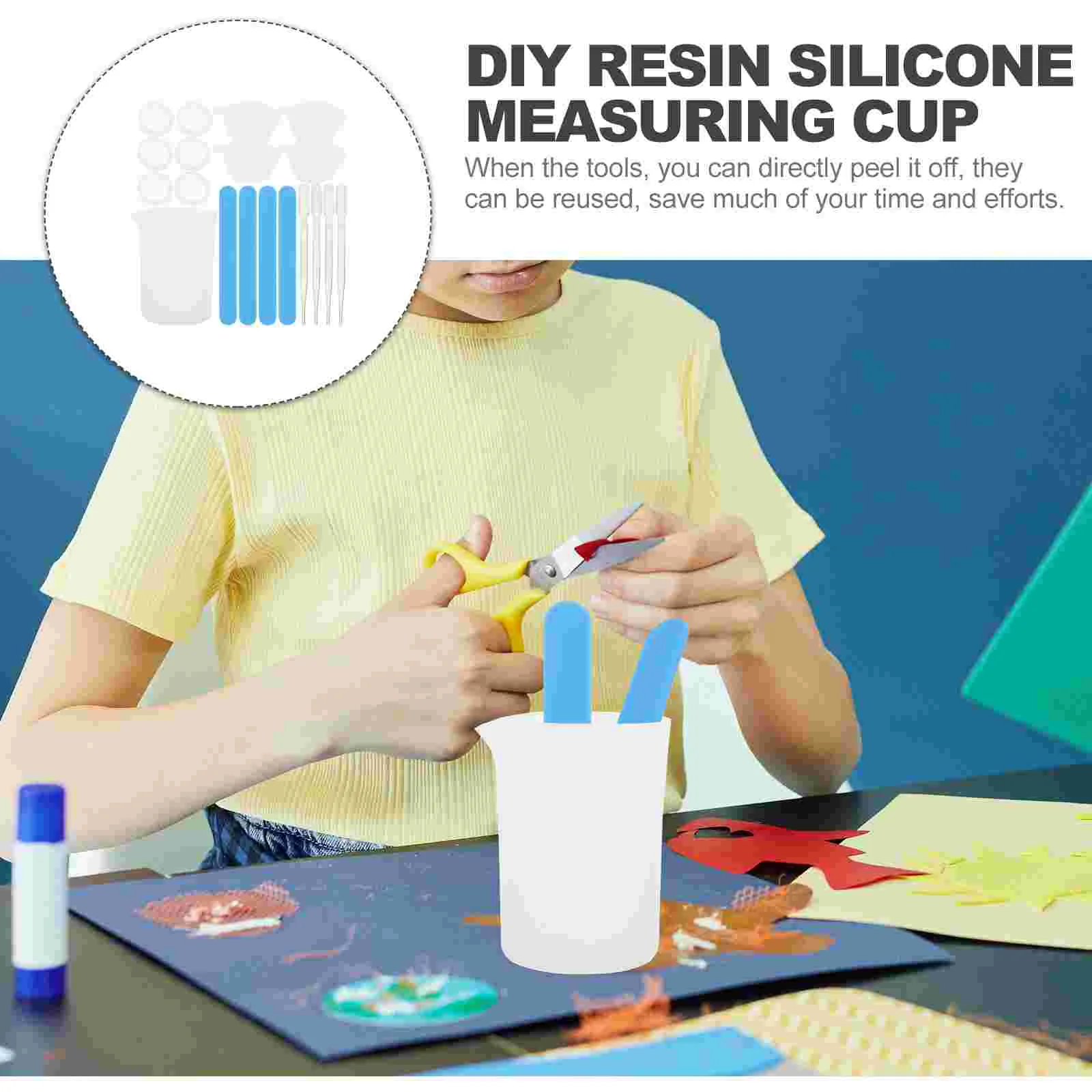 Silicone Mold Measuring Cup Set Mixing Tool Kit Crystal 16X7CM Resin Epoxy Stir Rod Silica Gel Crafts Making Tools DIY