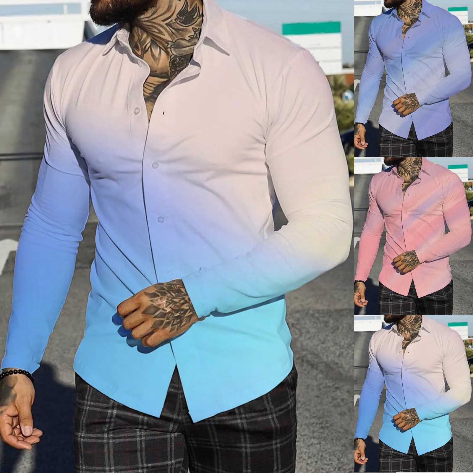 

Black Short Sleeve Tee Shirt Men Men Autumn Winter Single Breasted Casual Lapel Full Print Beach Long Plain Shirt Yellow Shirt