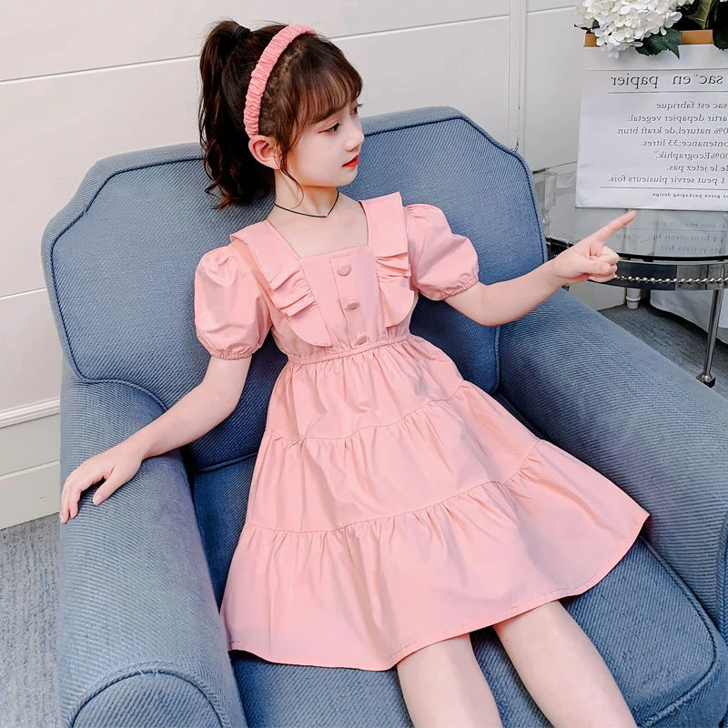 

2023 Summer Dress Student Fashion Girls Dresses for Kids Clothes Princess Party Dance Dresses 2 Years Cute Casual Korean Dress