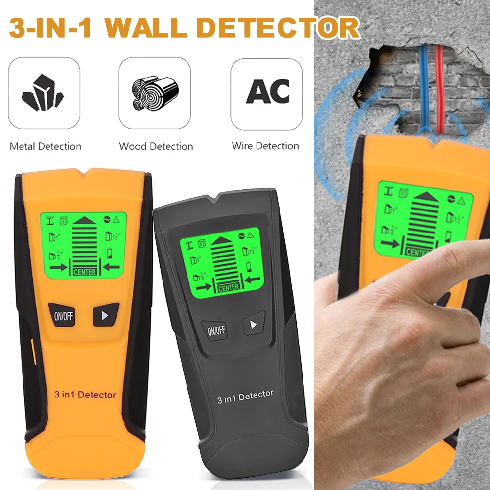 

3 In 1 Metal Detector Digital Wall Detector Pinpointer Metal Finder Wood Studs AC Voltage Live Wire Wall Scanner Electric Box
