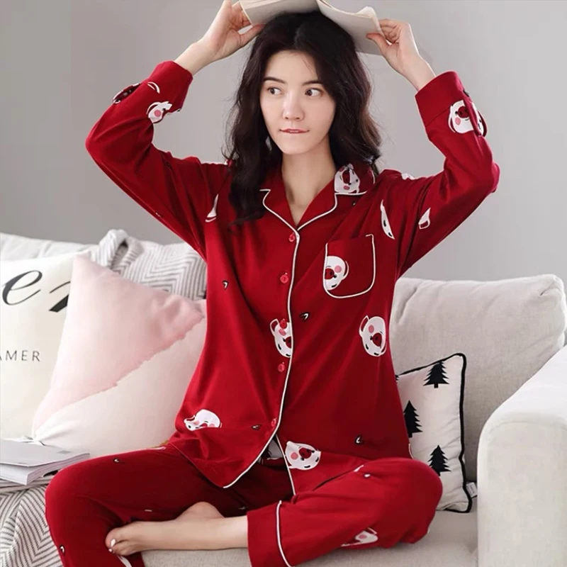 1 Cotton Pajama For Women Winter Soild Pink Pijamas Feminino Warm Sleepwear White PJ 2021 Fashion Pure Cotton Pyjama Femme