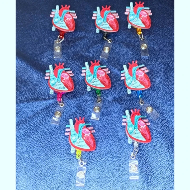 652F 4 шт. катушка для значков с изображением сердца выдвижной медицинский значок