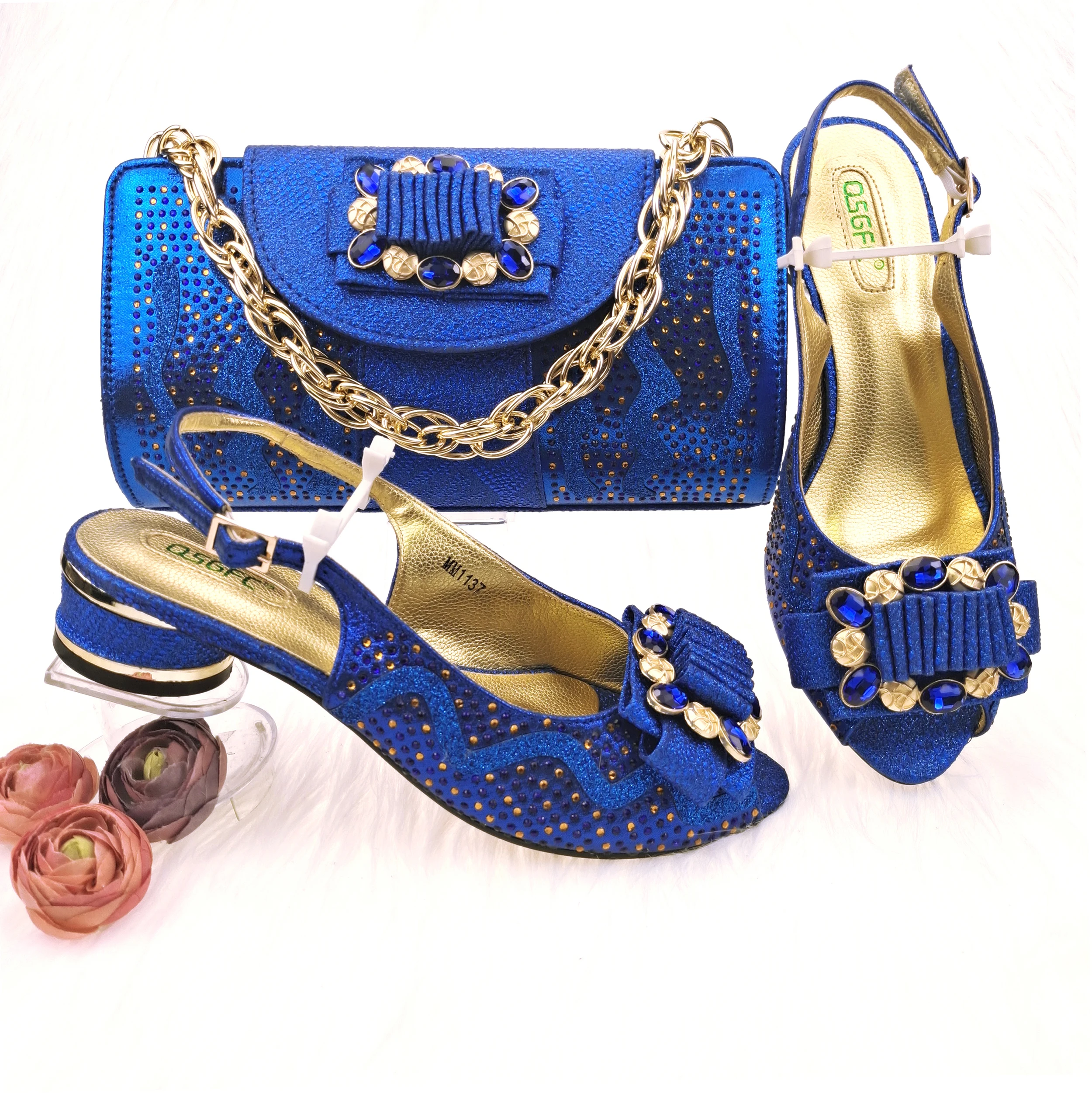 

R.BLUE Color Suitable For Daily And Banquet Parties Comfortable And Fashionable Women's Shoes And Bag Set