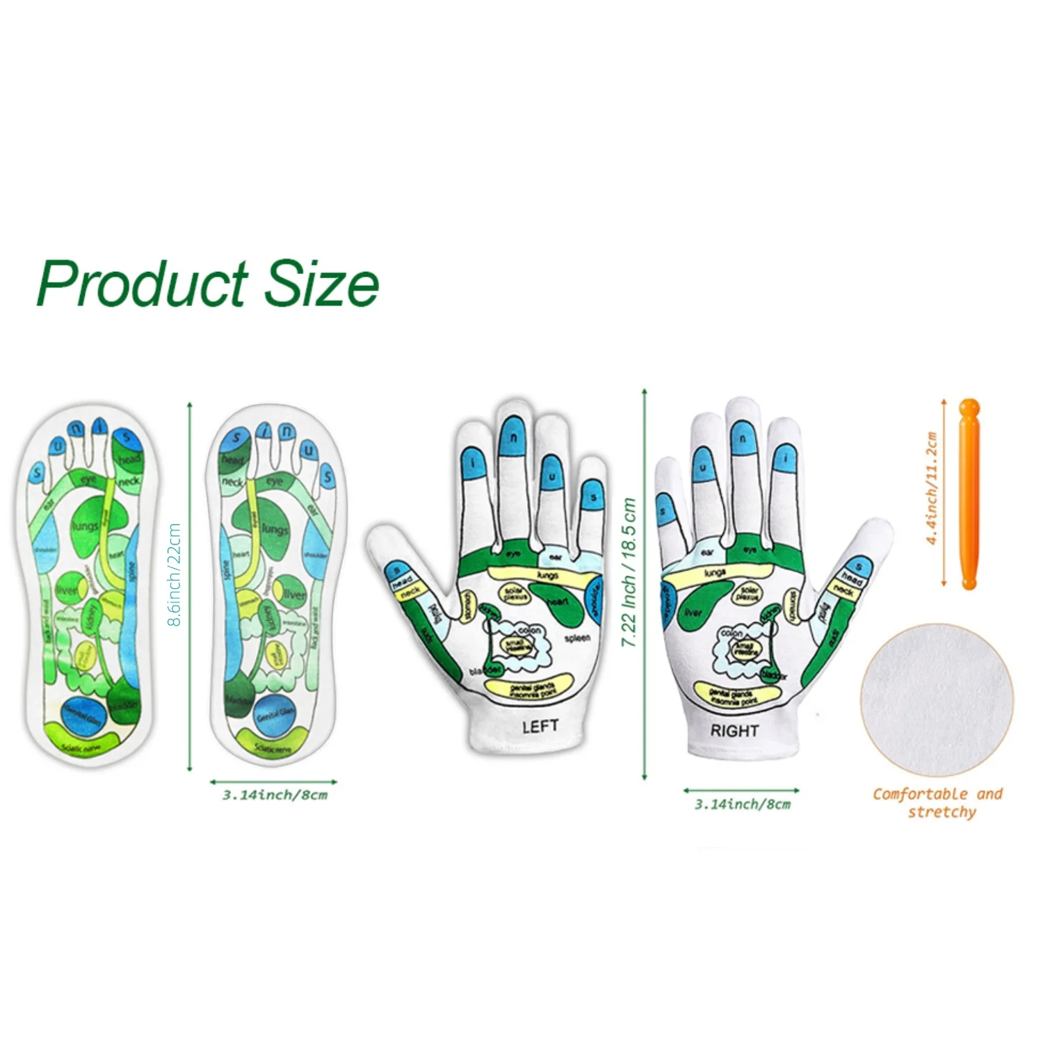 5 шт. набор носков и перчаток для рефлексологической терапии с массажным