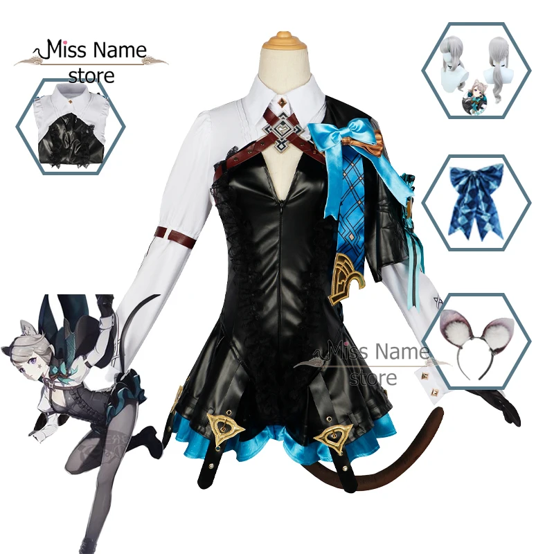 

Lynette Cosplay Genshin Impact Cosplay Costume Pantdress Wigs Carnivval Anime Prop Halloween Costume for Women/men Party Cloth