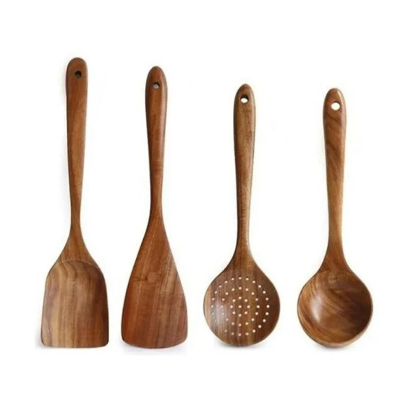 Jieyang натуральный тиковый деревянный кухонный утварь деревянная лопаточка набор
