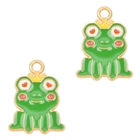 10pcs anime cartoon crown frog charms alloy enamel pendant accessories jewelry making earring necklace diy craft for gift friend