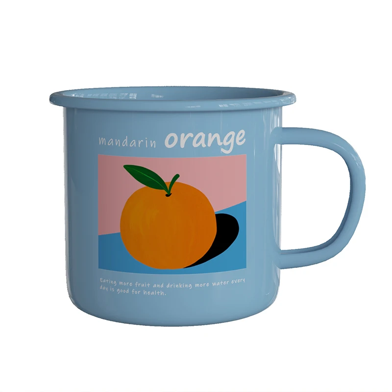 

Эмалированная Кружка с принтом в виде фруктов, семейное освещение для путешествий, семейная кружка для сока, пива, чашка для напитков в стиле ретро, чашка для молока и кофе, подарки для кемпера, 16 унций