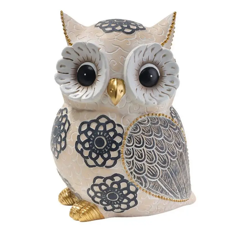 

Resin Owls Figures Statues Mini Handmade Owl Animal Crafts Sculpture Durable Small Snail Owl Figurines For Home Decorations