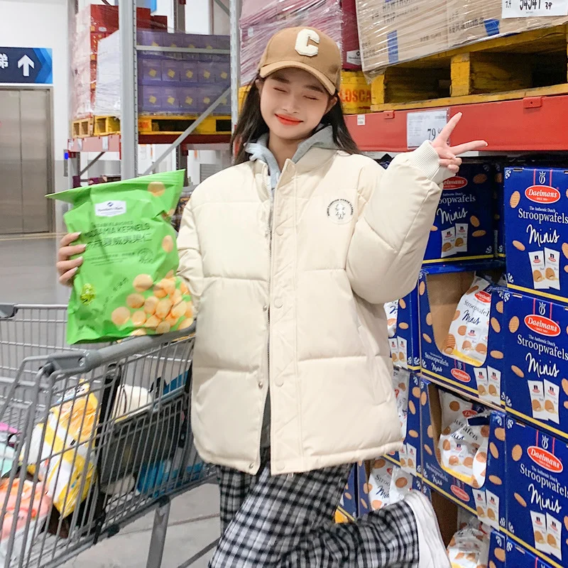 Women Korean Style Puffer Winter Parka For Women Stand Collar Solid Baseball Jacket Female Warm Thick Coat High Quality