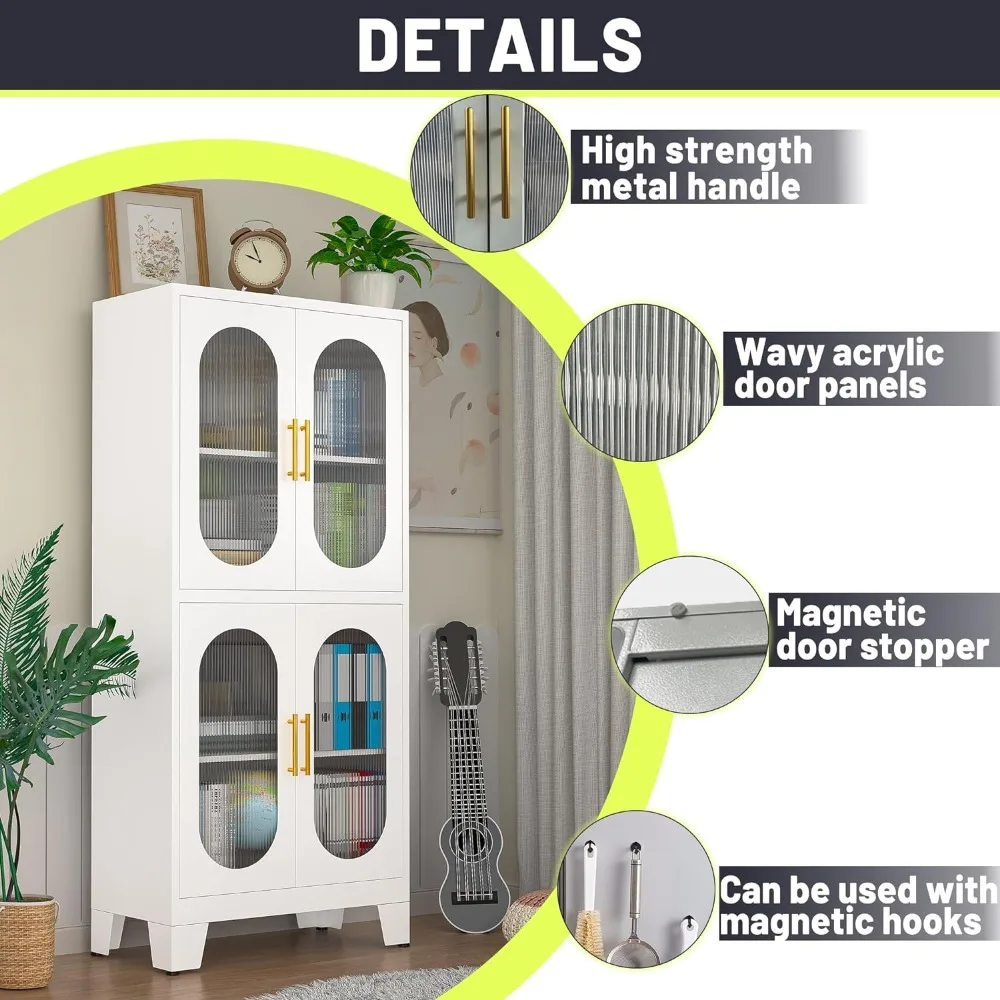 Шкаф для хранения кладовой кухонный шкаф 61 дюйм с акриловыми стеклянными