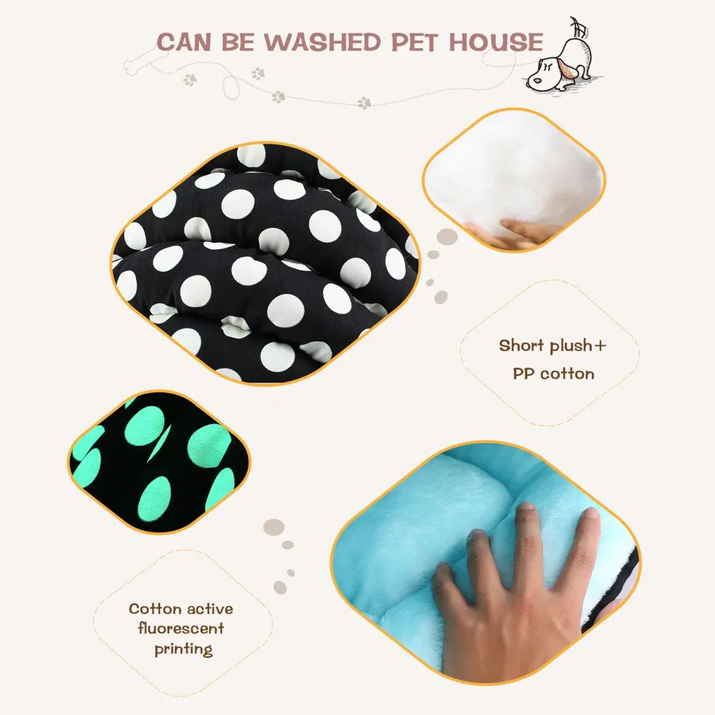 Светящийся домик в горошек для щенков домашних животных собак кошек Конура очень