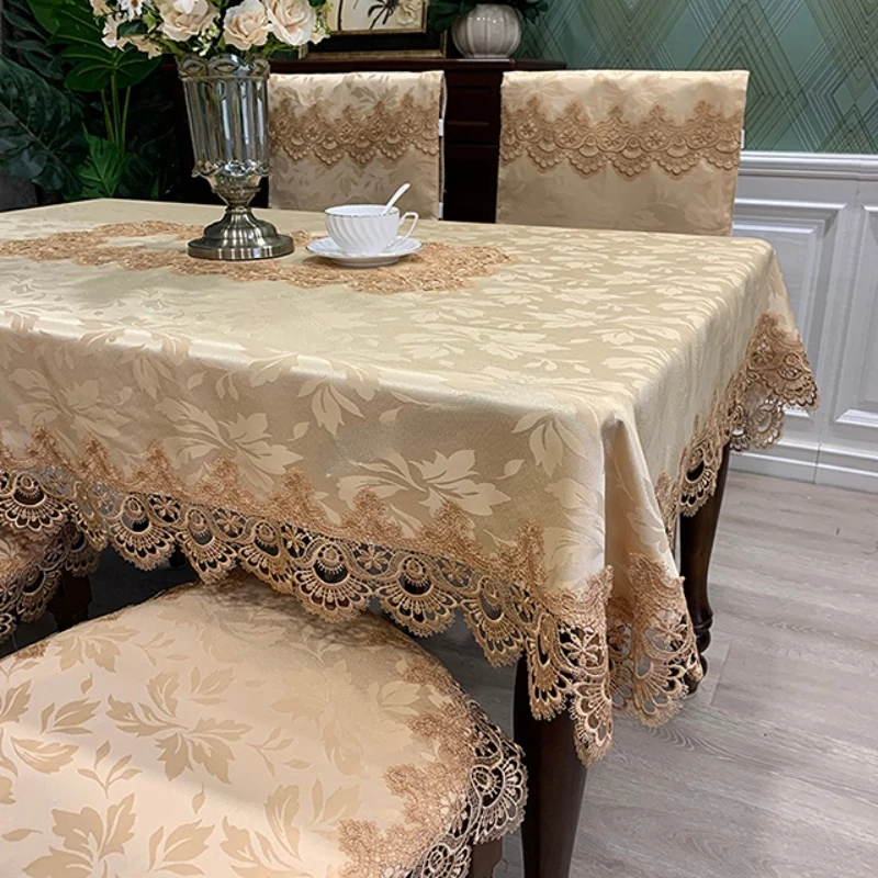 

Tablecloth Rectangle Luxury Embroidery Lace Round Table Cover Flower Elegant Hollow Out Table Dinning Cloth Table Flag Towels