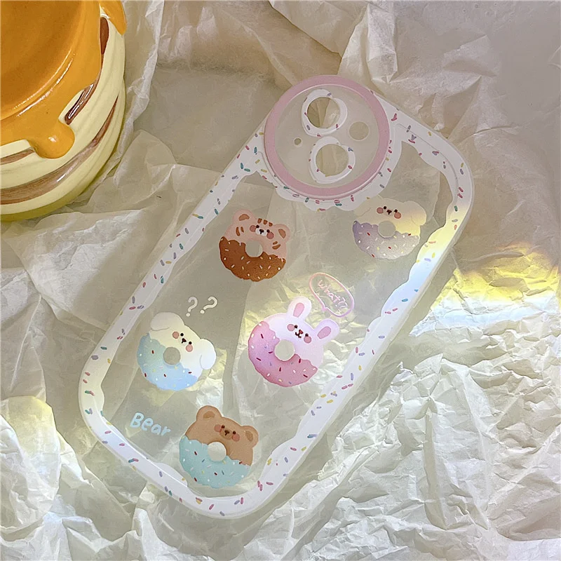 Креативный чехол для телефона с кнопкой и изображением мультяшного мишки