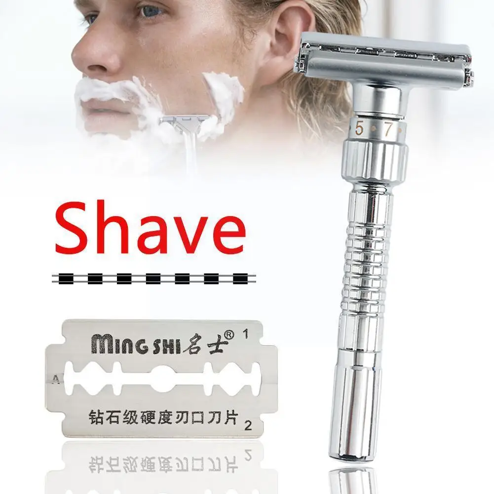 

Adjustable S Double Edge Shaving Safety Alloy Blades Shaver Hot New Zinc Mens M3b3