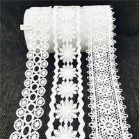 white color water soluble embroidered lace fabric sell by yard