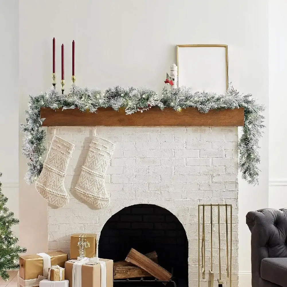 Длинная флокированная рождественская гирлянда длиной 2 7 м рождественские