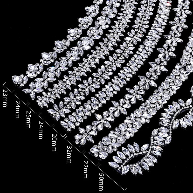 Фото Ducrystal 1 ярда/90 см мотив стеклянные стразы горячая фиксация стеклянные кристаллы со стразами цепочка для отделки обуви «сделай сам», сумки, украшения платьев №3