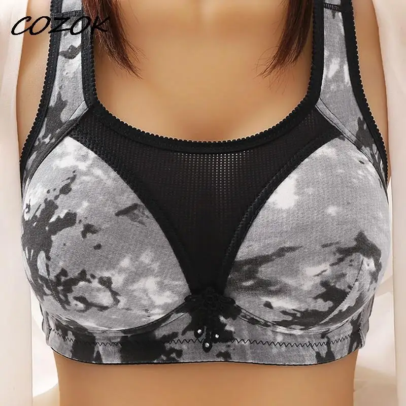 

COZOK Plus Size Large Sports Women's Bras Without Underwire Solid Color Fitness Shockproof Gathered Sexy Underwear Bh