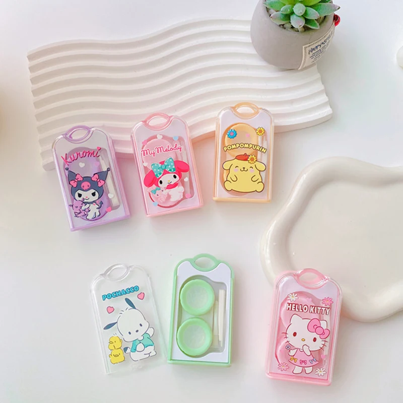 

Новые милые контактные линзы Hello Kitty, искусственная аниме мультяшная коричная декоративная мелодия, дорожный портативный контейнер для хранения принадлежностей для кормления