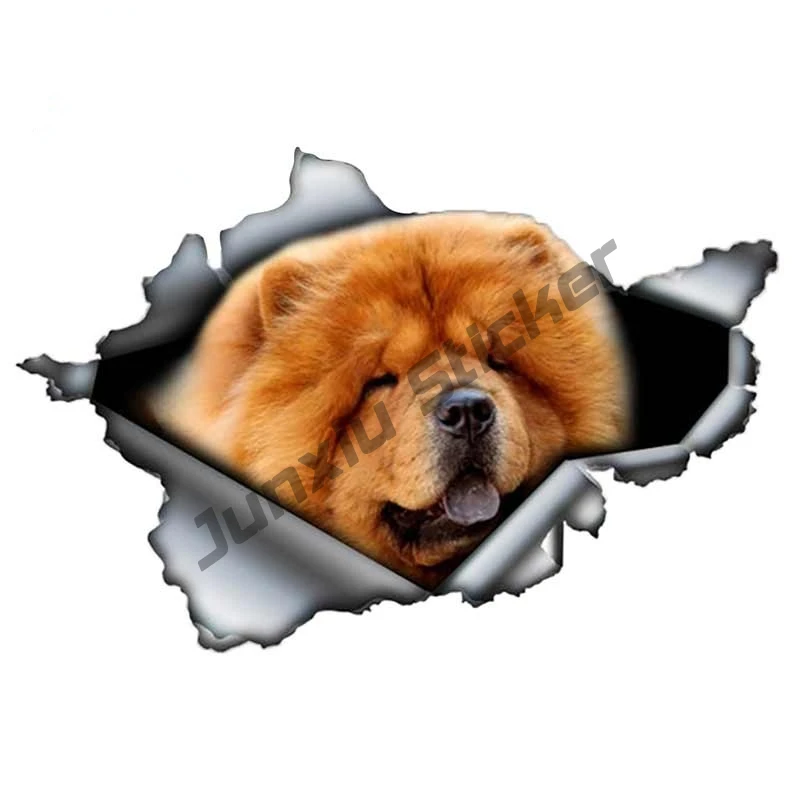 

Chow Chow Car Sticker Torn Metal Decal Reflective Vinyl Dog Stickers Personality Car Decoration KK13*9cm