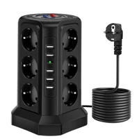 tower multi power strip vertical eu plug 12 way outlets sockets with 5 usb overload protector switch multiple vertical power str
