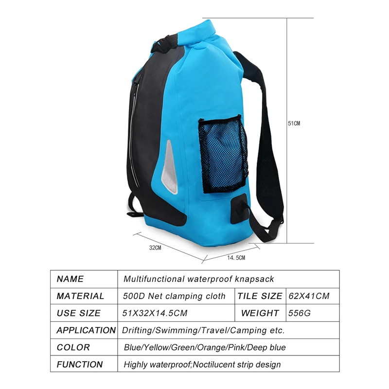 25L Dry Bag River Trekking Swimming Backpack Roll Top Water Floating Sack Waterproof Outdoor Rucksack Camping Hiking Drifting