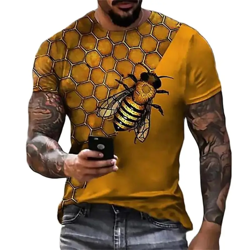 New Men's T-Shirt 3D Print Tee Funny Bee Summer Short Sleeve T-Shirt Male Casual Unisex Oversized T Shirt Harajuku O-Neck Tops