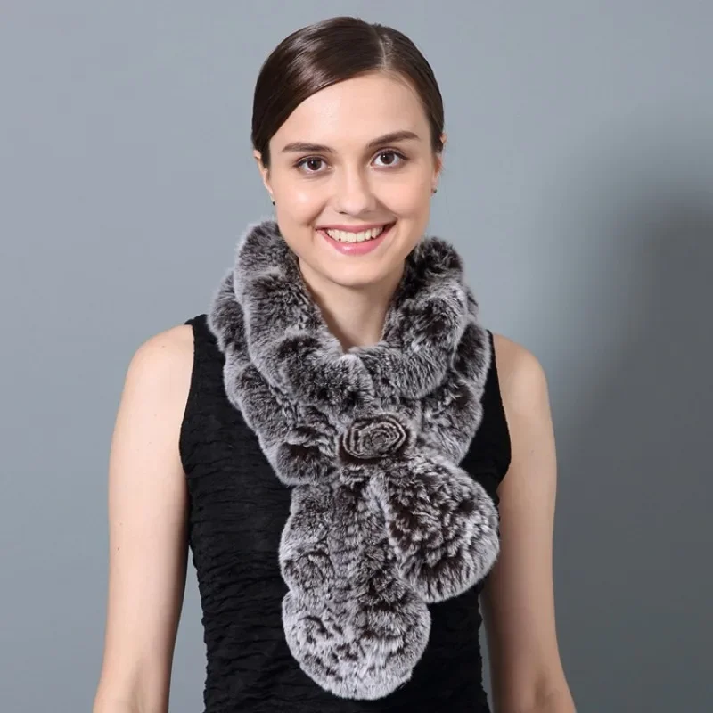 Зимние женские вязаные настоящие искусственные модные теплые толстые шарфы из