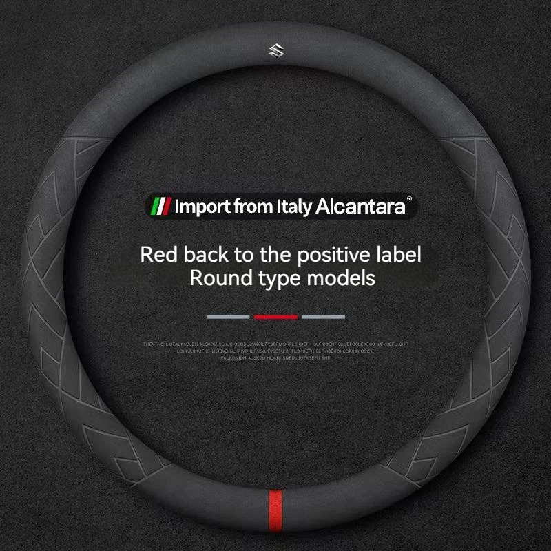 

For Suzuki Jimny Samurai SX4 S Cross Swift Grand Vitara Alto Liana 3D Embossing Alcantara Leather Car Steering Wheel Cover