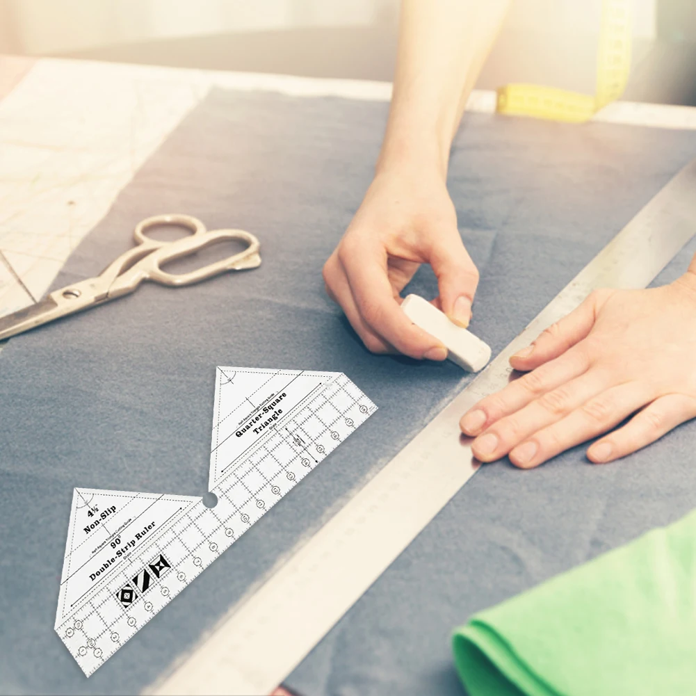 Треугольная линейка 90 градусов двойная полоса для резки ткани домашнего шитья