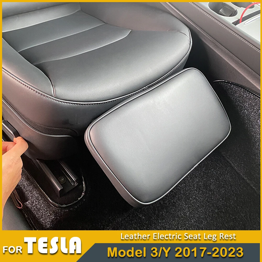 

2023 Car Leather Electric Seat Leg Rest For Tesla Model 3 Y 2017-2022 Adjustment 80° Leather Extension Seat Mat Rest Leg Pad