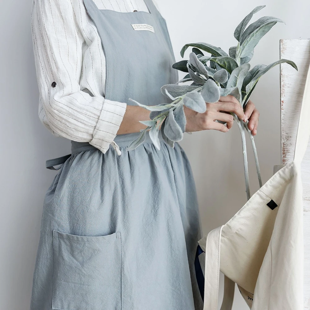

Фартуки в скандинавском стиле женские, элегантная плиссированная юбка из хлопка и льна для уборки дома и кофе, сада