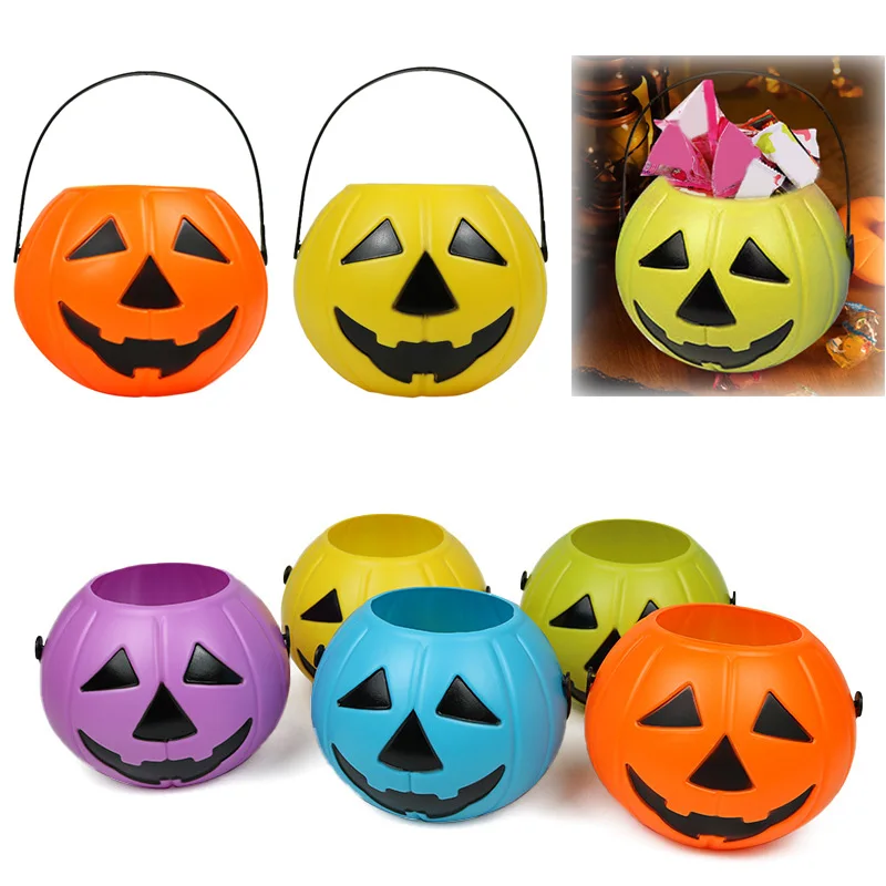 

Halloween Trick or Treat Bucket Pumpkin Candy Buckets Portable Plastic Pumpkin Pails with Handles for Halloween Decoration