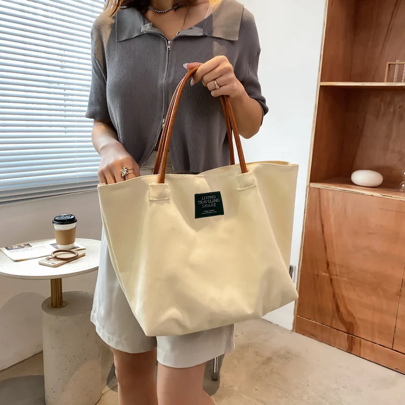New Trendy Canvas Tote Bag Shouler Bags Large-Capacity Handbag Casual Designer Messenger Bag Student Reusable Shopping Beach Bag