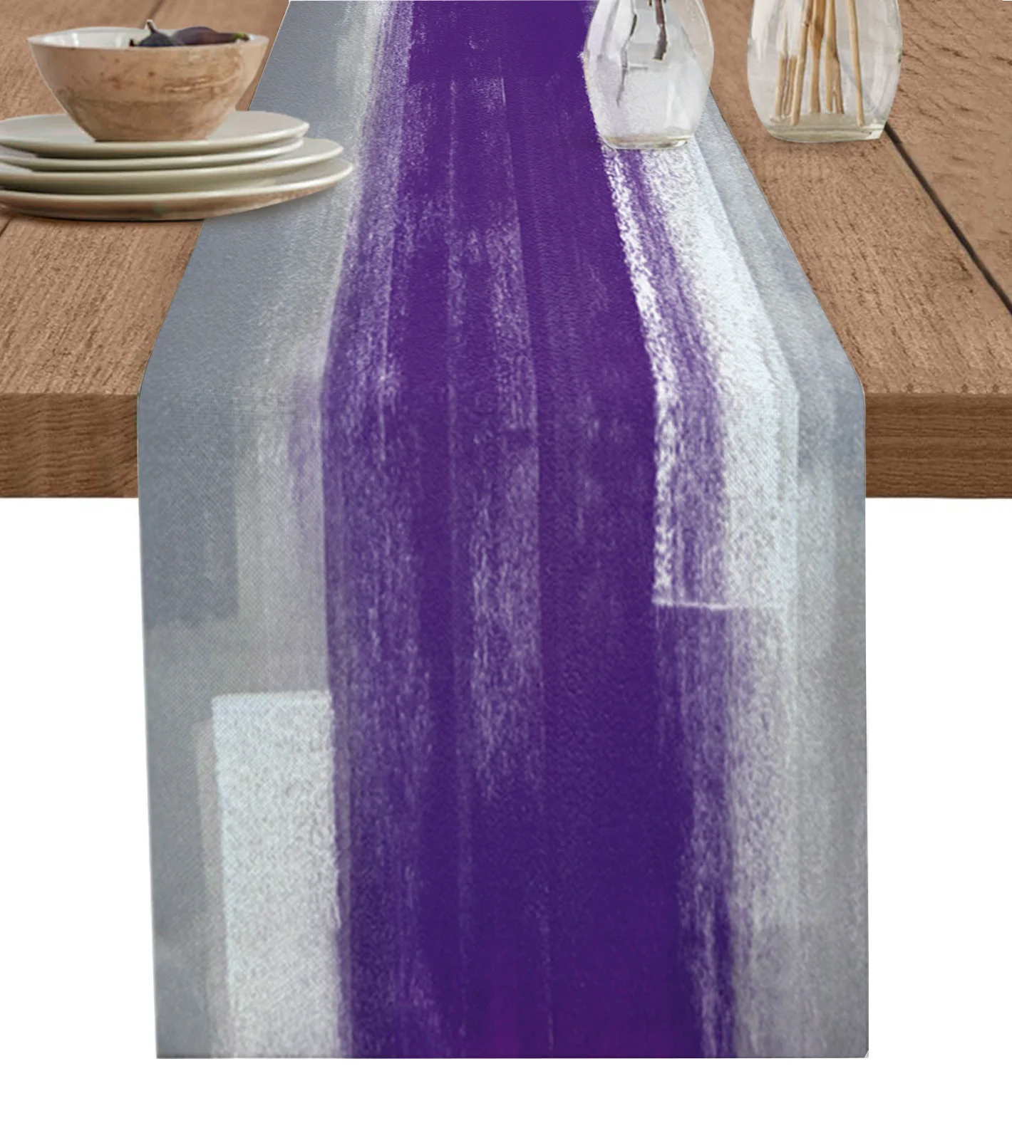 

Abstract Oil Painting Texture Purple Table Runner Kitchen Dining Table Decor Tablecloth Wedding Holiday Decor Table Runner