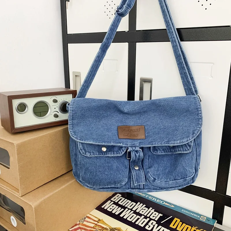 

Повседневная джинсовая сумка на плечо для женщин, летняя дамская сумочка 2023, женская сумка-мессенджер в винтажном стиле, вместительная сумка через плечо