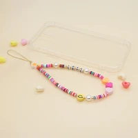 mobile phone case accorssires jewelry for women heart pattern gift telephone lanyard free shipping clay colorful phone chain