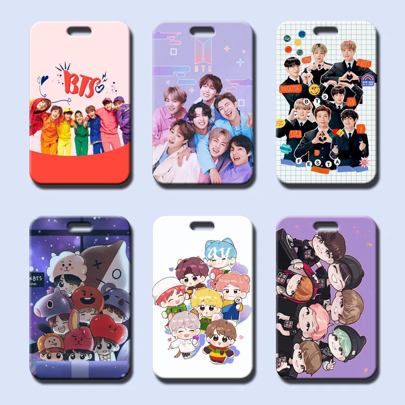 

South Korean young star travel card set student transfer card campus meal card hard shell key chain lanyard pass holder