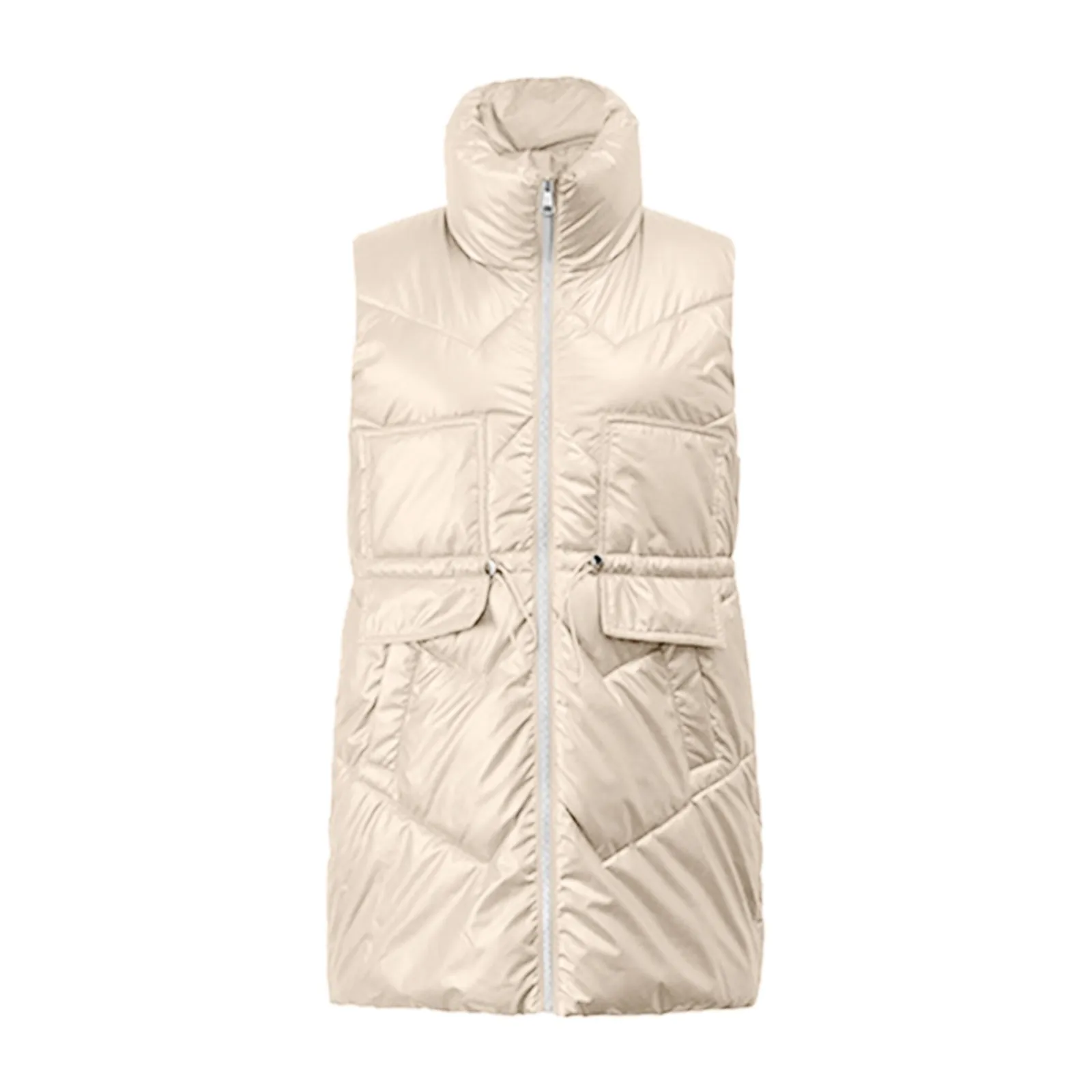 Women's Zipper Down Parka Solid Color Casual Hooded Long Coat Jacket Winter Warm Fashion Outdoor Vest Parka Jacket Female