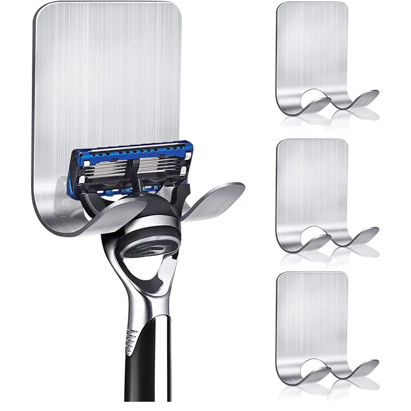 

1PC Razor Holder Shaver Hooks Hanger Self Adhesive Stainless Steel Utility Storage Hook for Razor Bathroom Kitchen Organizer