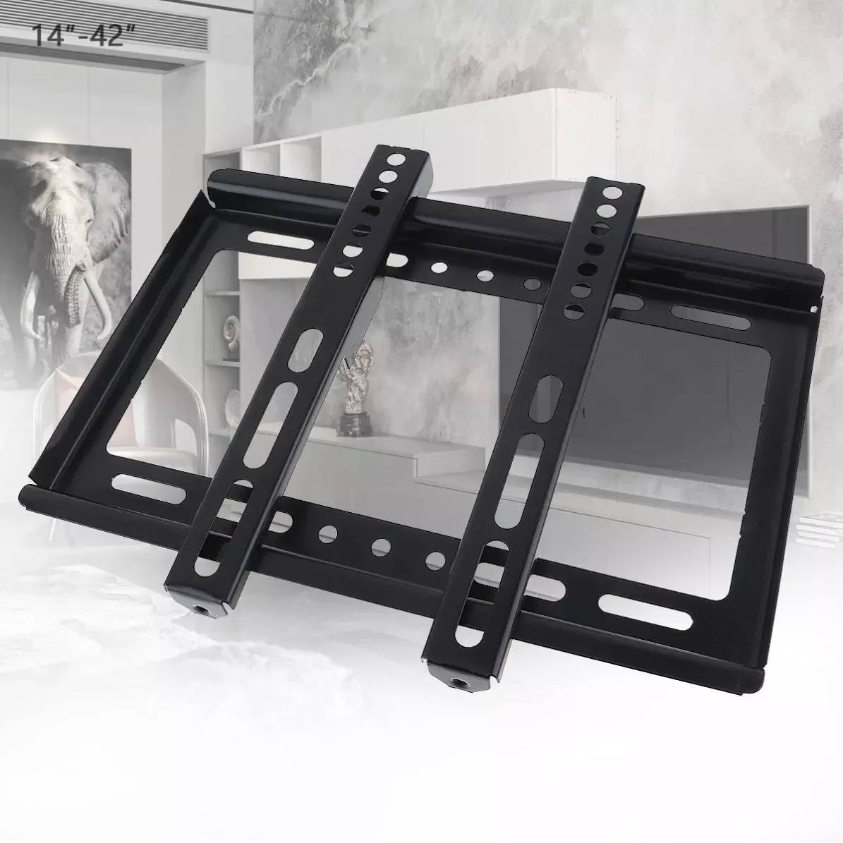 

Universal Thin 18KG Black TV Wall Mount Bracket Flat Panel TV Frame with Gradienter for 14-42 Inch LCD LED Monitor Flat Pan